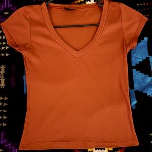 Small Brown V Neck Tee